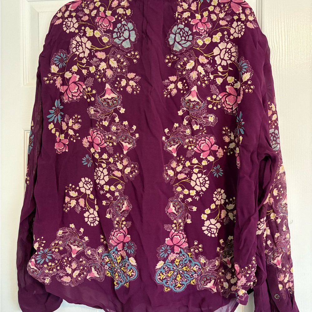Anthropologie Purple Floral Blouse